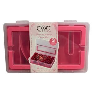 CWC Cook With Color Perfect On-The-Go Snack Box Pink 3 Compartment BPA-Free Lid